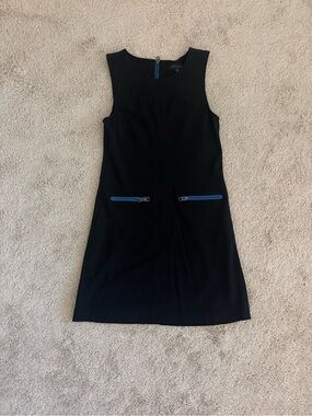 Sanctuary Sleeveless Black Shift Dress with Blue Zipper Accents